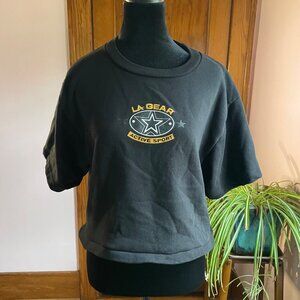 Vintage 90s LA Gear Crop Sweatshirt M Black Retro Streetwear Downtown Girl Model